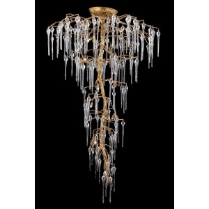 METAL and HAND MADE GLASS MATERIALS. MATT GOLD CHANDELIER 110 CM DIAMETER LOAD: 190 CM